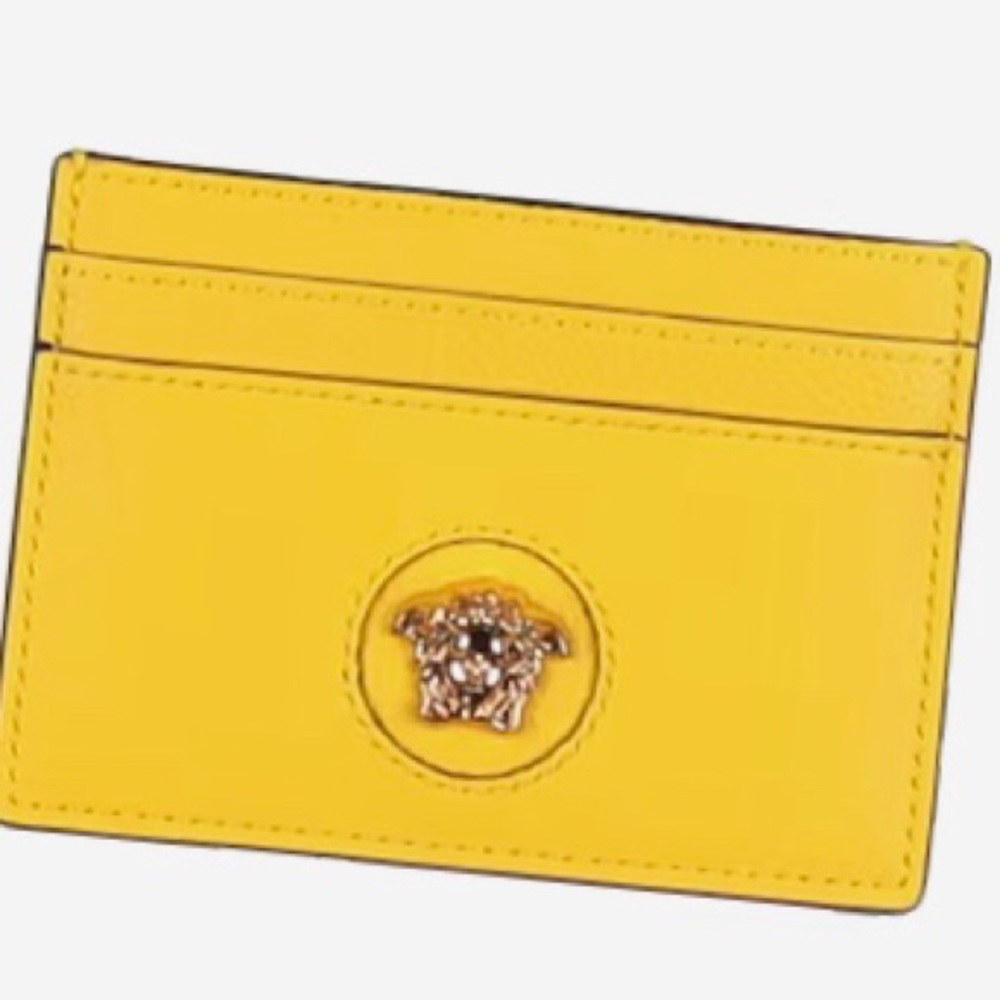 Versace Yellow Small Weather Cardholder • Pebbled Calfskin Luxury